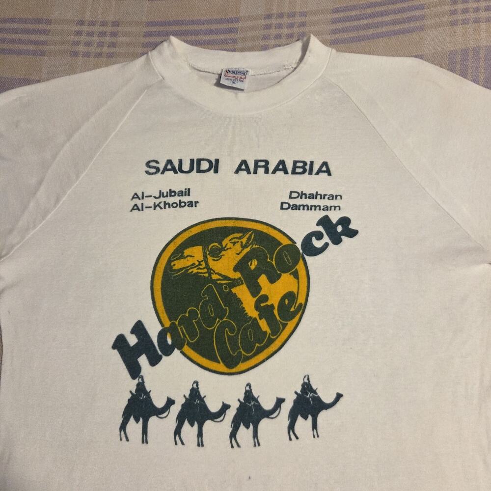 Vintage Saudi Arabia Hard Rock Cafe T Shirt Camels 70s 80s Cotton Dammam Ringer